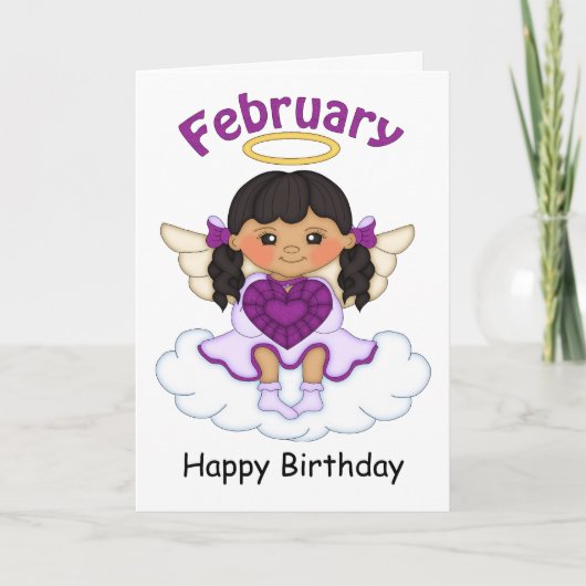 Birthstone Angel Black Birthday Card Kaart (Voorkant)
