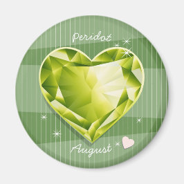 Birthstone August Peridot Olive Green Heart Magneet
