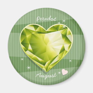 Birthstone August Peridot Olive Green Heart Magneet