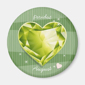 Birthstone August Peridot Olive Green Heart Magneet