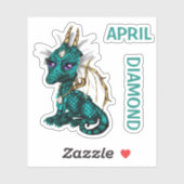 Birthstone Baby Dragon April Diamond Sticker (Vel)