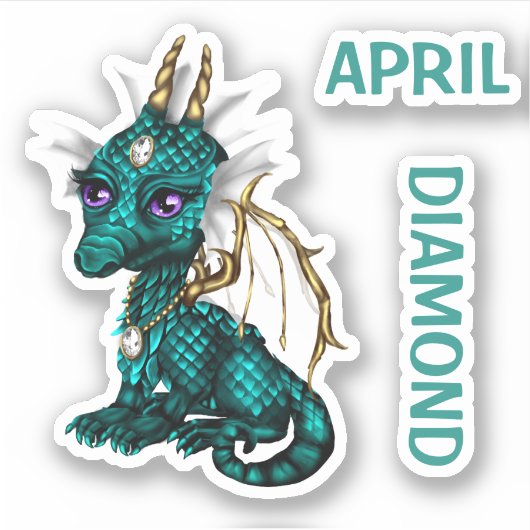 Birthstone Baby Dragon April Diamond Sticker (Voorkant)