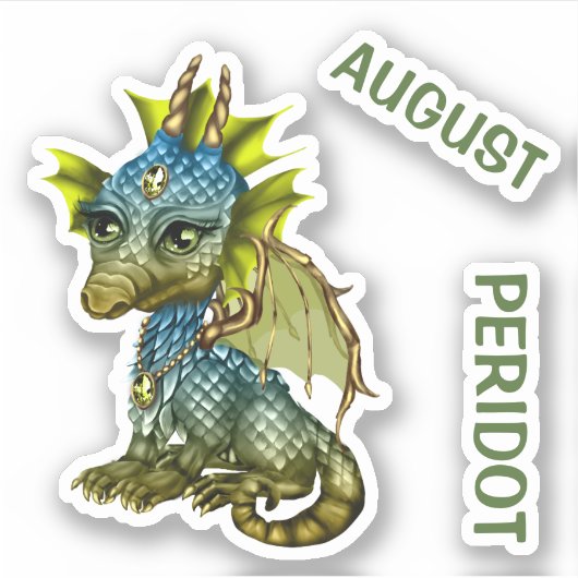 Birthstone Baby Dragon August Peridot Sticker (Voorkant)