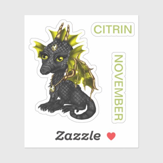 Birthstone Baby Dragon Citrin november Sticker (Vel)