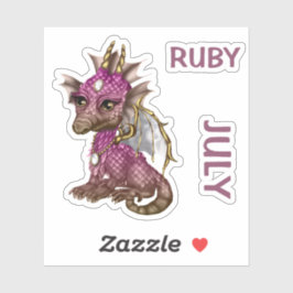 Birthstone Baby Dragon July Ruby Sticker