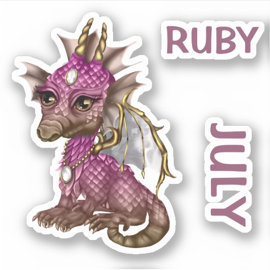 Birthstone Baby Dragon July Ruby Sticker (Voorkant)