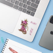Birthstone Baby Dragon July Ruby Sticker (Laptop met iPhone)