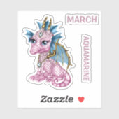 Birthstone Baby Dragon March Aquamarijn Sticker (Vel)
