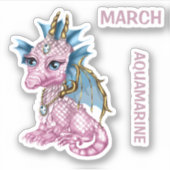 Birthstone Baby Dragon March Aquamarijn Sticker (Voorkant)