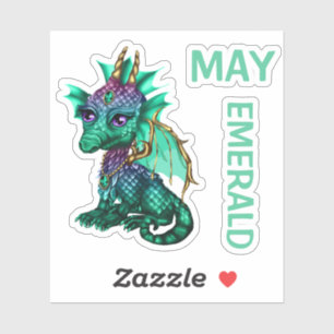 Birthstone Baby Dragon May Emerald Sticker