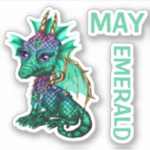Birthstone Baby Dragon May Emerald Sticker (Voorkant)