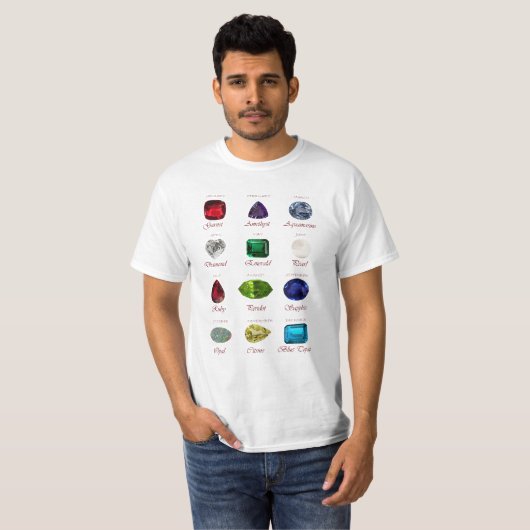 Birthstone Chart Gemstone T-shirt (Voorkant volledig)