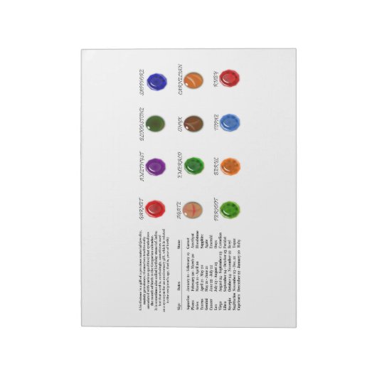 Birthstone Chart Notitieblok (Linkerzijde)