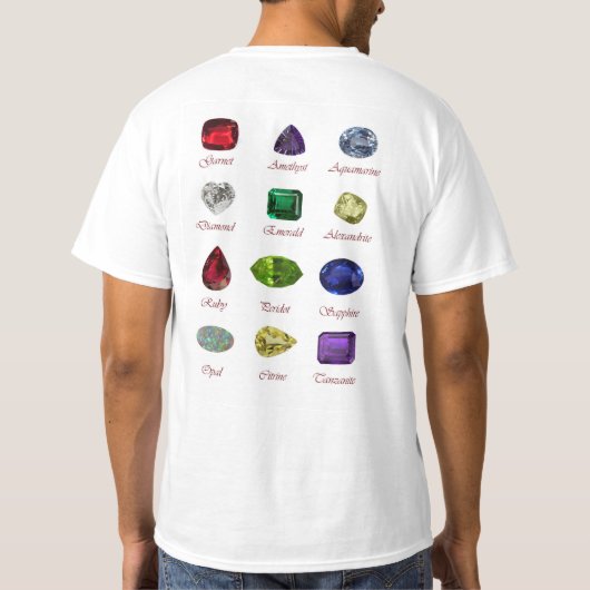 Birthstone Chart Sapphire September T-Shirt (Achterkant)