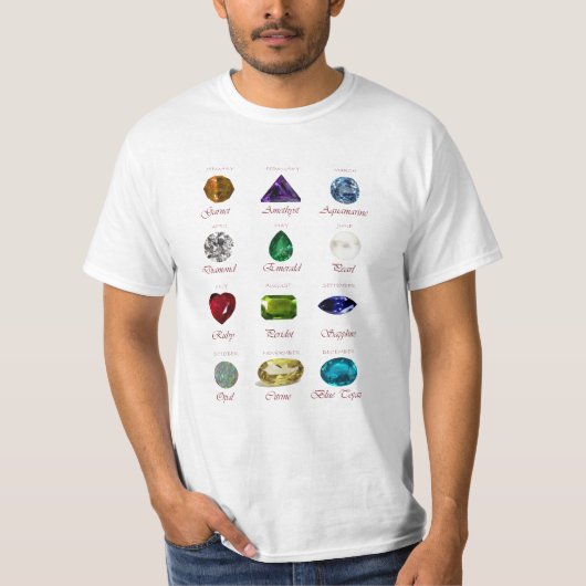 Birthstone Chart T-shirt (Voorkant)