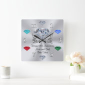 Birthstone Diamond Anniversary Clock for Parents Vierkante Klok (Huis)