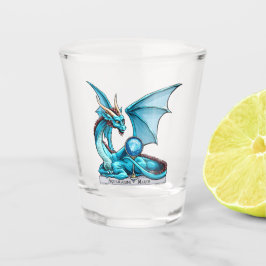 Birthstone Dragon: Aquamarine Shot Glas