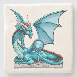 Birthstone Dragon: Aquamarine Stenen Onderzetter