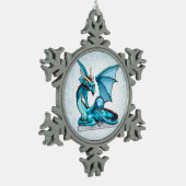 Birthstone Dragon: Aquamarine Tin Sneeuwvlok Ornament (Links)