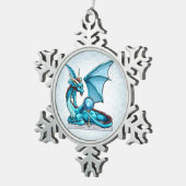 Birthstone Dragon: Aquamarine Tin Sneeuwvlok Ornament (Rechts)