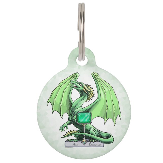 Birthstone Dragon: Emerald Huisdierpenning (Voorkant)