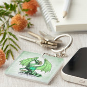 Birthstone Dragon: Emerald Sleutelhanger (Voorkant Rechts)