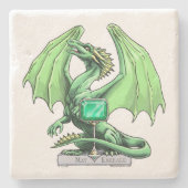 Birthstone Dragon: Emerald Stenen Onderzetter (Voorkant)