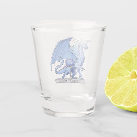 Birthstone Dragon: Sapphire Shot Glas (Achterkant)