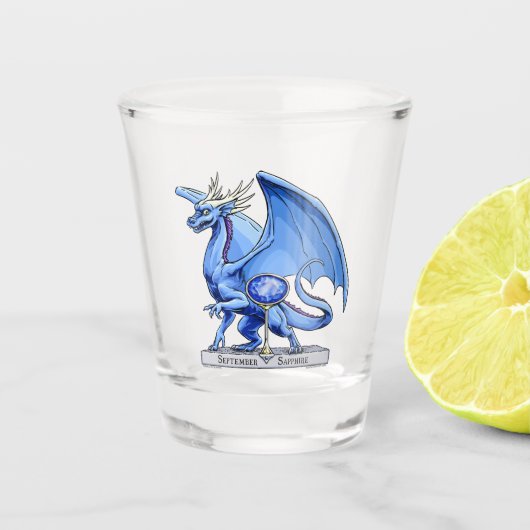 Birthstone Dragon: Sapphire Shot Glas (Voorkant)