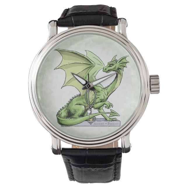 Birthstone Dragon van augustus: Peridot Horloge (Voorkant)