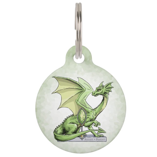 Birthstone Dragon van augustus: Peridot Huisdierpenning (Voorkant)