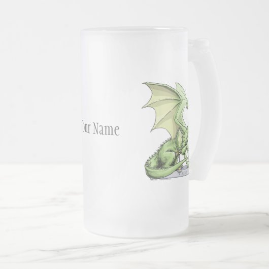 Birthstone Dragon van augustus: Peridot Matglas Bierpul (Voorkant rechts)