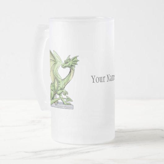 Birthstone Dragon van augustus: Peridot Matglas Bierpul (Voorkant links)