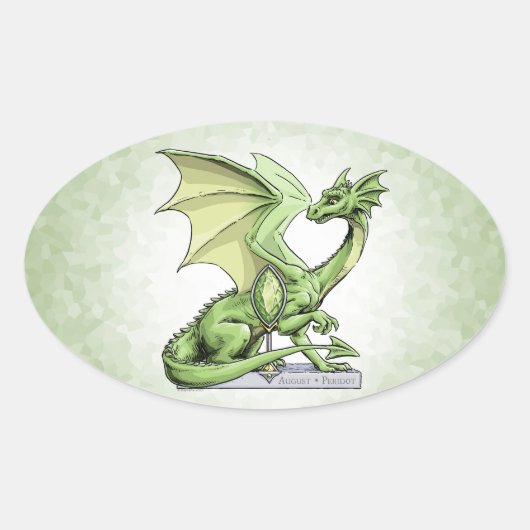 Birthstone Dragon van augustus: Peridot Ovale Sticker (Voorkant)