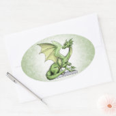 Birthstone Dragon van augustus: Peridot Ovale Sticker (Envelop)
