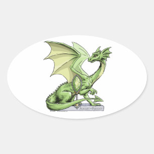 Birthstone Dragon van augustus: Peridot Ovale Sticker