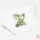 Birthstone Dragon van augustus: Peridot Ovale Sticker (Envelop)
