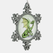 Birthstone Dragon van augustus: Peridot Tin Sneeuwvlok Ornament (Links)