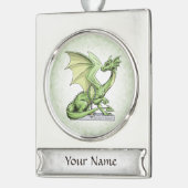 Birthstone Dragon van augustus: Peridot Verzilverd Banner Ornament (Links)
