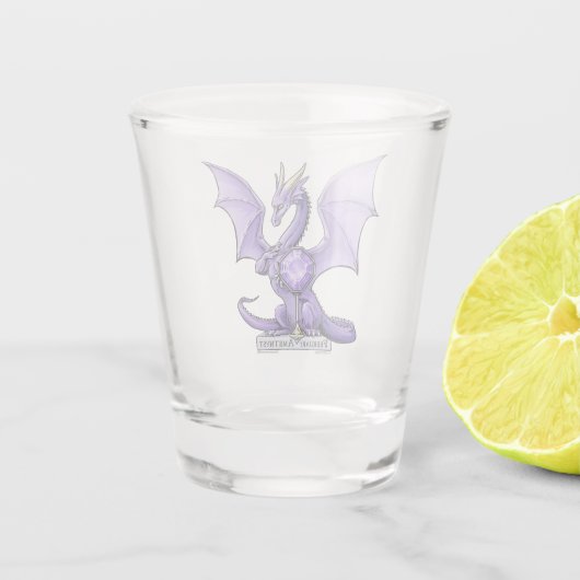 Birthstone Dragon van februari: Amethyst Shot Glas (Achterkant)