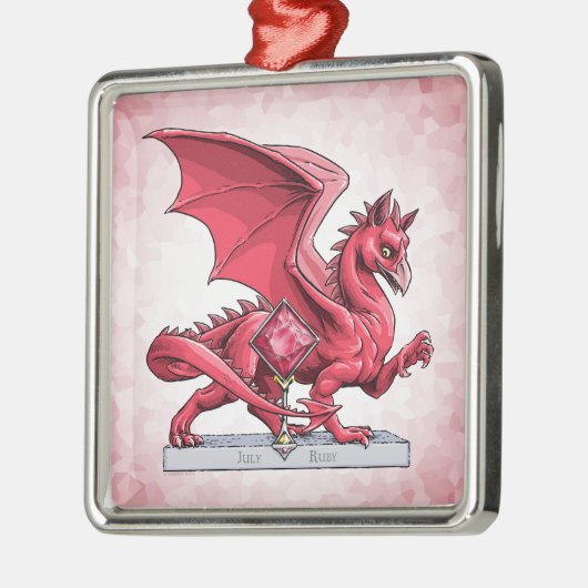 Birthstone Dragon van juli: Ruby Metalen Ornament (Links)