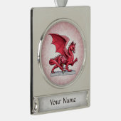 Birthstone Dragon van juli: Ruby Verzilverd Banner Ornament (Rechts)