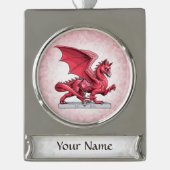 Birthstone Dragon van juli: Ruby Verzilverd Banner Ornament (Voorkant)