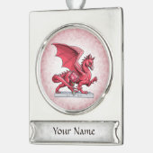 Birthstone Dragon van juli: Ruby Verzilverd Banner Ornament (Links)