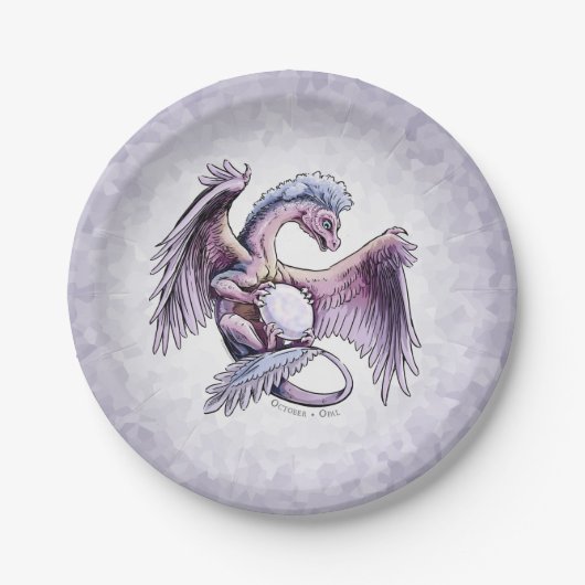 Birthstone Dragon van oktober: Opal Papieren Bordje (Voorkant)