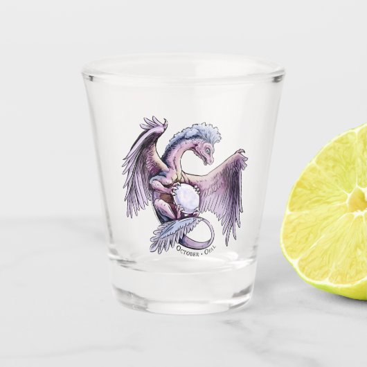 Birthstone Dragon van oktober: Opal Shot Glas (Voorkant)