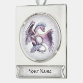 Birthstone Dragon van oktober: Opal Verzilverd Banner Ornament (Links)