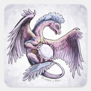 Birthstone Dragon van oktober: Opal Vierkante Sticker