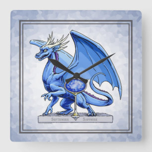 Birthstone Dragon van september: Saffier Vierkante Klok