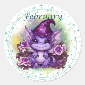 Birthstone februari Amethyst Dragon Sticker